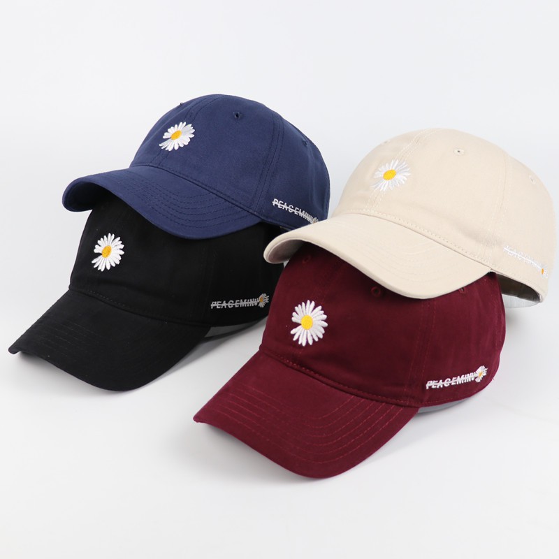 Mũ lưỡi trai LINJW thêu hình hoa cúc thời trang dành cho Unisex
