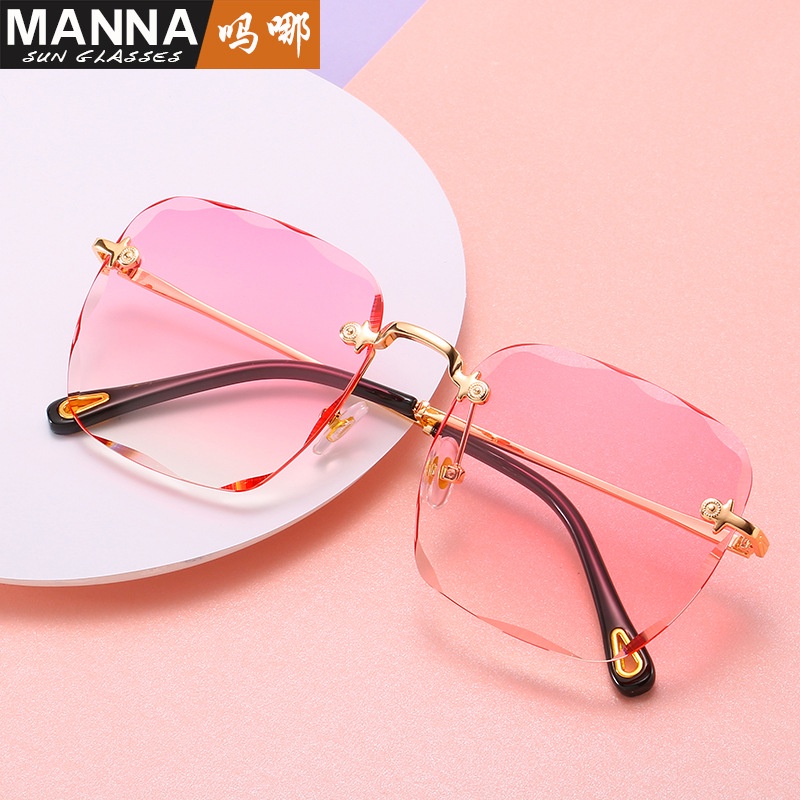 Kính Mát Gọng Vuông Không Gọng Hàng Mới Màu Gradient Thời Thượng Cho Nữ