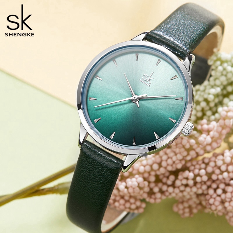 Đồng hồ Shengke K9018 Máy Thạch Anh Dây Da Thời Trang Cho Nữ