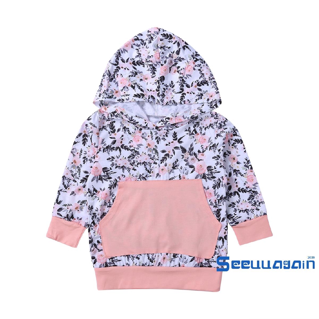 Áo Hoodie Dài Tay In Hoa Thời Trang Cho Bé Gái