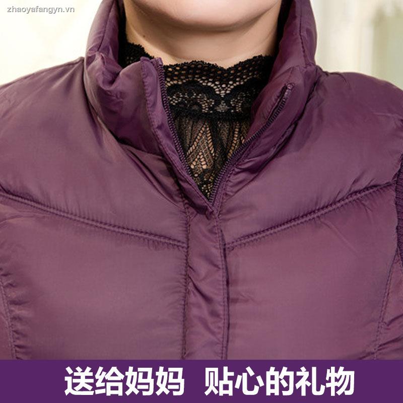 Áo khoác phao sát nách dáng ngắn chất liệu cotton dày dặn thời trang thu đông cho phụ nữ trung niên 40-50 tuổi