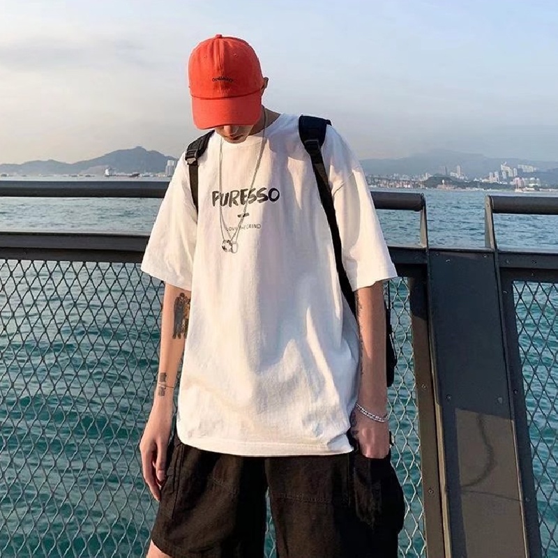 Áo Thun Tay Ngắn Dáng Rộng In Chữ Thời Trang Mùa Hè Cho Nam Và Nữ Size M-5XL