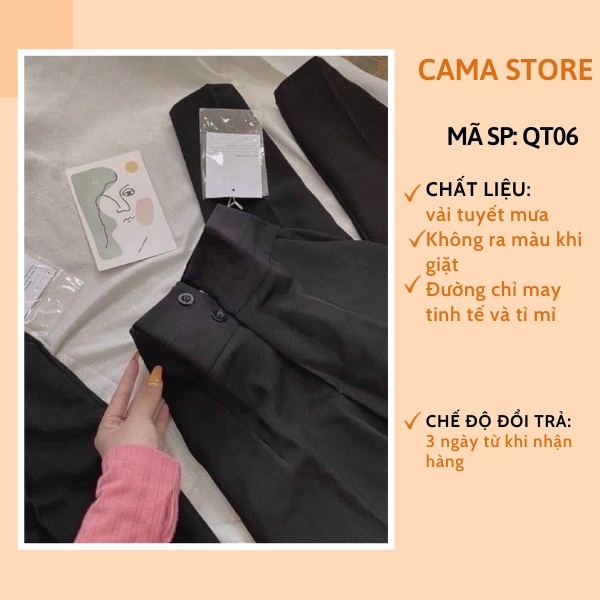 [Mã 44FASHIONSALE1 giảm 10K đơn 50K] Quần tây nữ công sở lưng cao ống baggy 2 cúc đi học CAMA STORE QT01