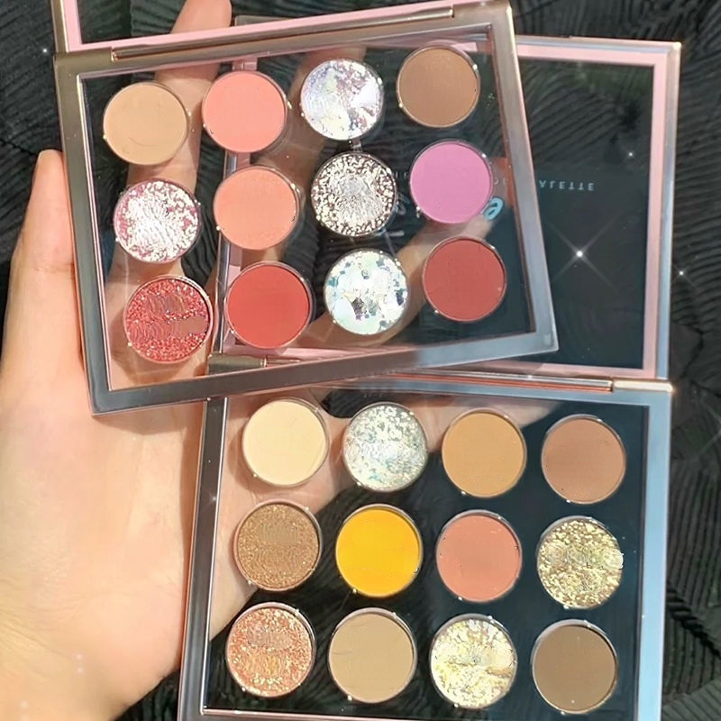 Bảng Phấn Mắt 12 Màu Sắc Hiệu Ứng Lì/ Ánh Ngọc Trai Chống Nước Chống Mồ Hôi Tiện Dụng