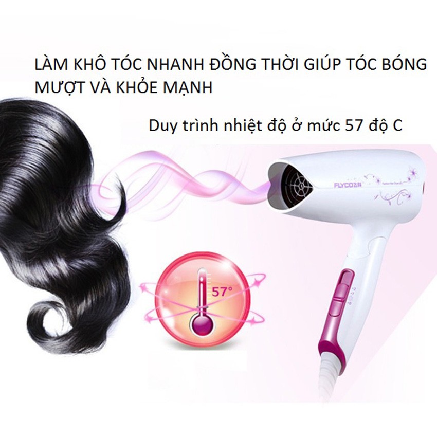 Máy sấy tóc mini chính hãng FLYCO, Máy sấy tóc mini chính hãng gấp gọn FLYCO 6257 loại tốt