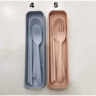 Set đũa thìa dĩa lúa mạch kèm hộp