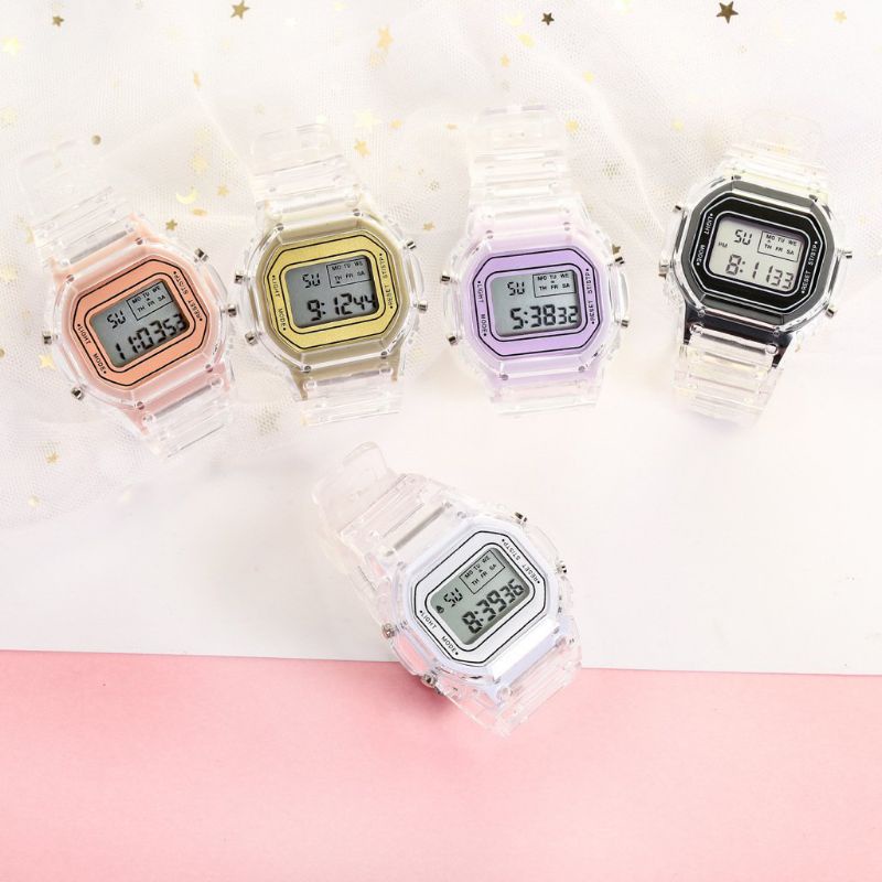 Đồng hồ thể thao nam, nữ SPPORS mặt chữ nhật dây cao su size 36x32mm