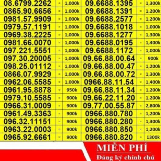 [SALE MẠNH] Sim Đẹp Phong Thủy Số Đẹp Dễ Nhớ Giá Từ 500k