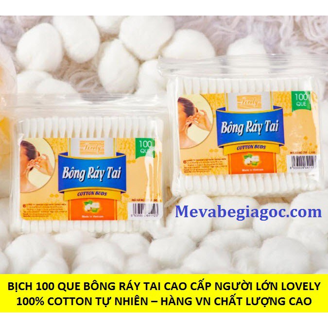 (Hàng VN chất lượng cao) Bịch 100 que Bông ráy tai người lớn cao cấp Lovely