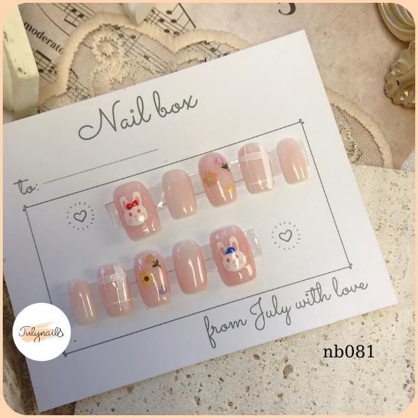 Móng Giả Thiết Kế Ngắn Hình Thỏ Cute Dễ Thương julynails.vn nb081