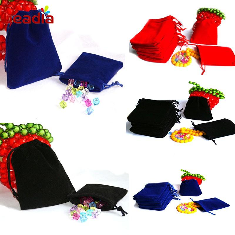 Beadia Set 5 túi dây rút Beadia bằng nhung đựng quà tặng/ trang sức nhiều màu sắc