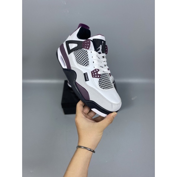 Giày Jordan 4 Paris Saint Germain Sneaker Nam - Giày JD4 Bóng Rổ PSG Màu Trắng Tím