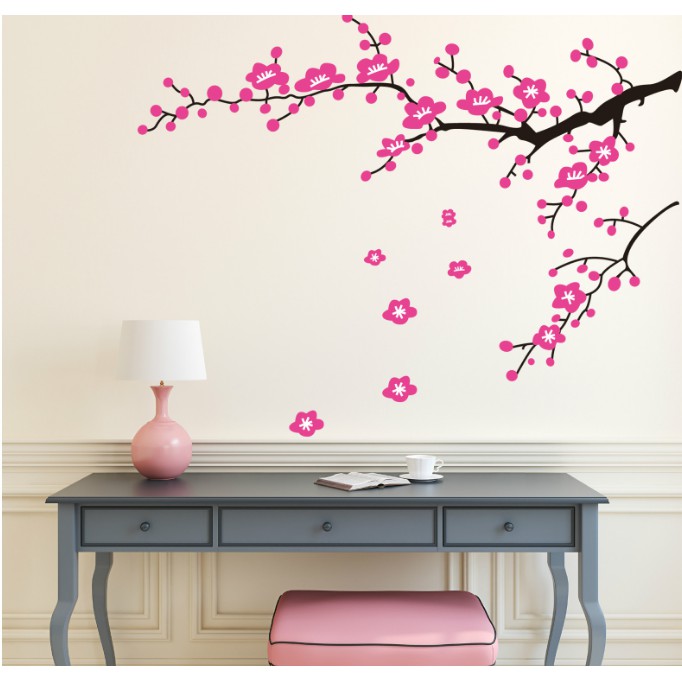 Decal trang trí cành Hoa Anh Đào nở