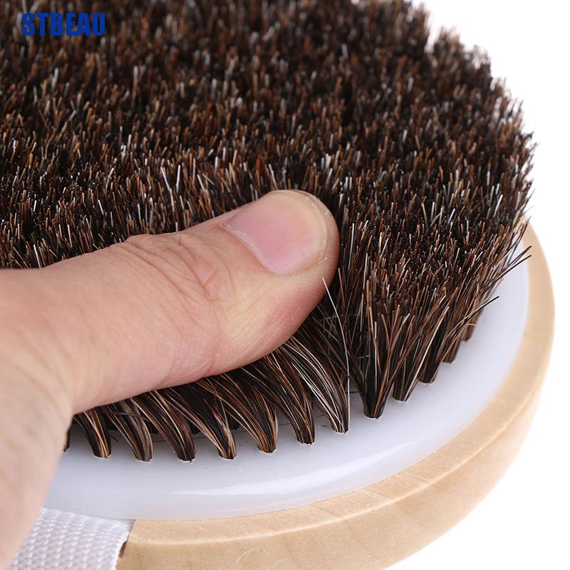 1 Bàn Chải Tắm Bằng Lông Ngựa Tự Nhiên Tẩy Tế Bào Chết Và Làm Sạch Da