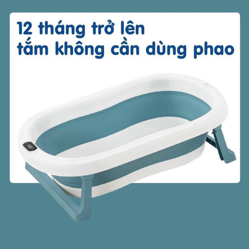 CHẬU TẮM GẤP GỌN CÓ NHIỆT KẾ KÈM PHAO CHÍNH HÃNG HOLLA CAO CẤP CHO BÉ