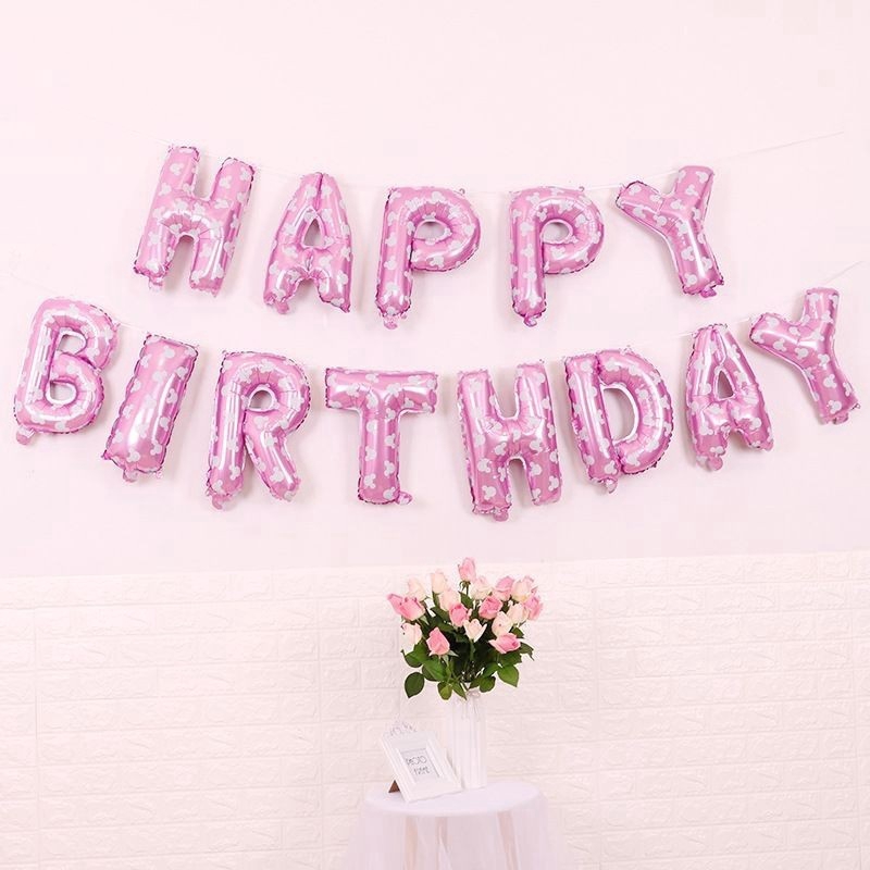 Bong Bóng 16 Inch Chữ Happy Birthday Dùng Trang Trí Tiệc Sinh Nhật