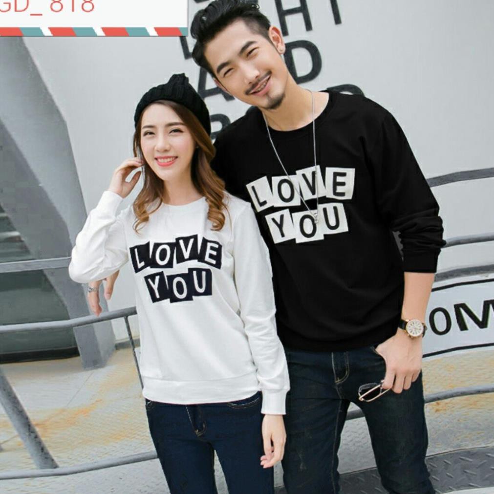 Áo nỉ đôi chữ love màu trắng ,xám ,vàng ,đen ,đỏ ảnh thật - MÃ AGD818