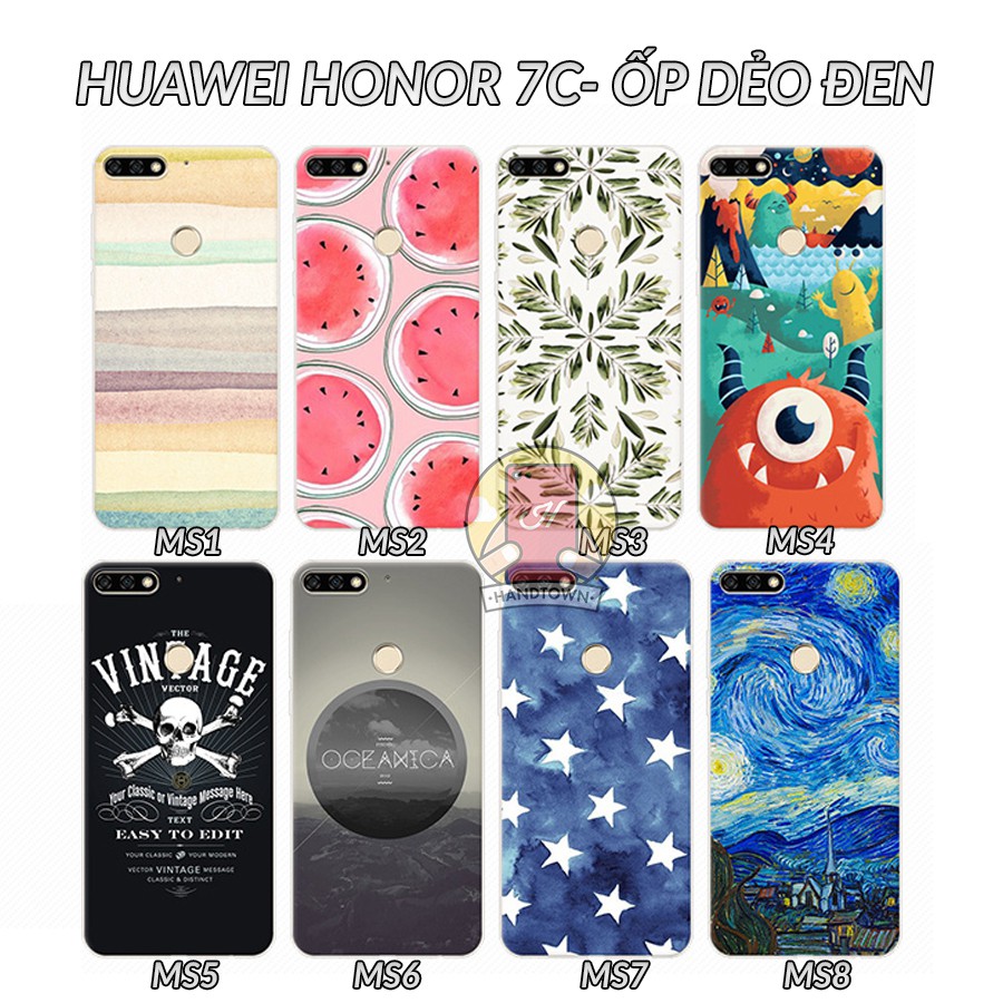 Ốp lưng Huawei Honor 7C dẻo đen in hình Phần E