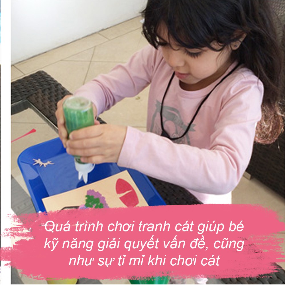 ❤️ Tranh cát cho bé tập tô màu có kèm cát - Size NHỎ 12 x 18 cm