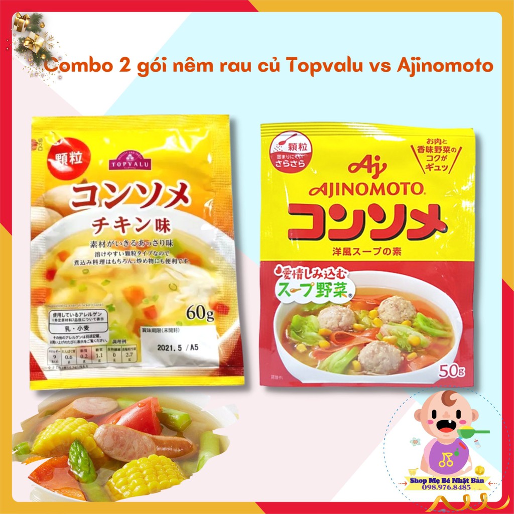 Combo 2 gói nêm rau củ Topvalu vs Ajinomoto