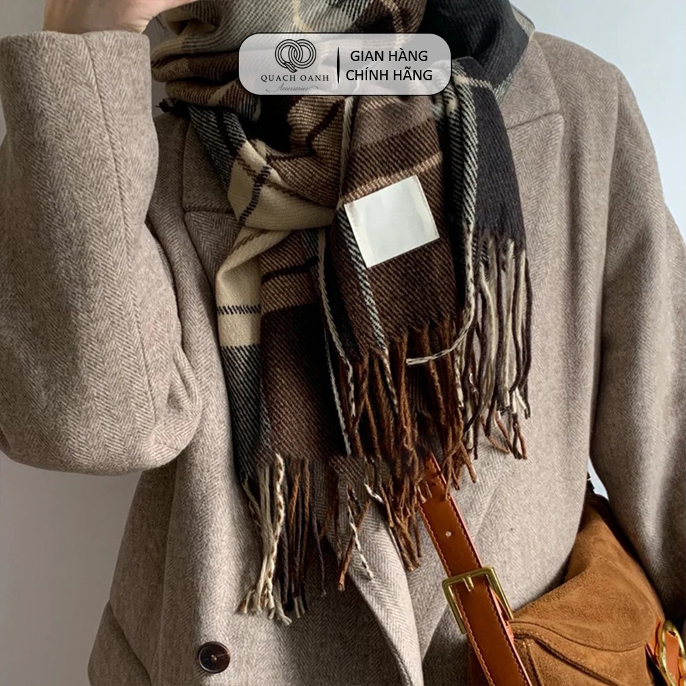 Khăn len quàng cổ QO ACCESSORIES kẻ vuông to xinh xắn KH27