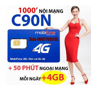 Sim Data 4G MobiFone Đăng Kí Gói C90N Hỗ Trợ Nghe Gọi