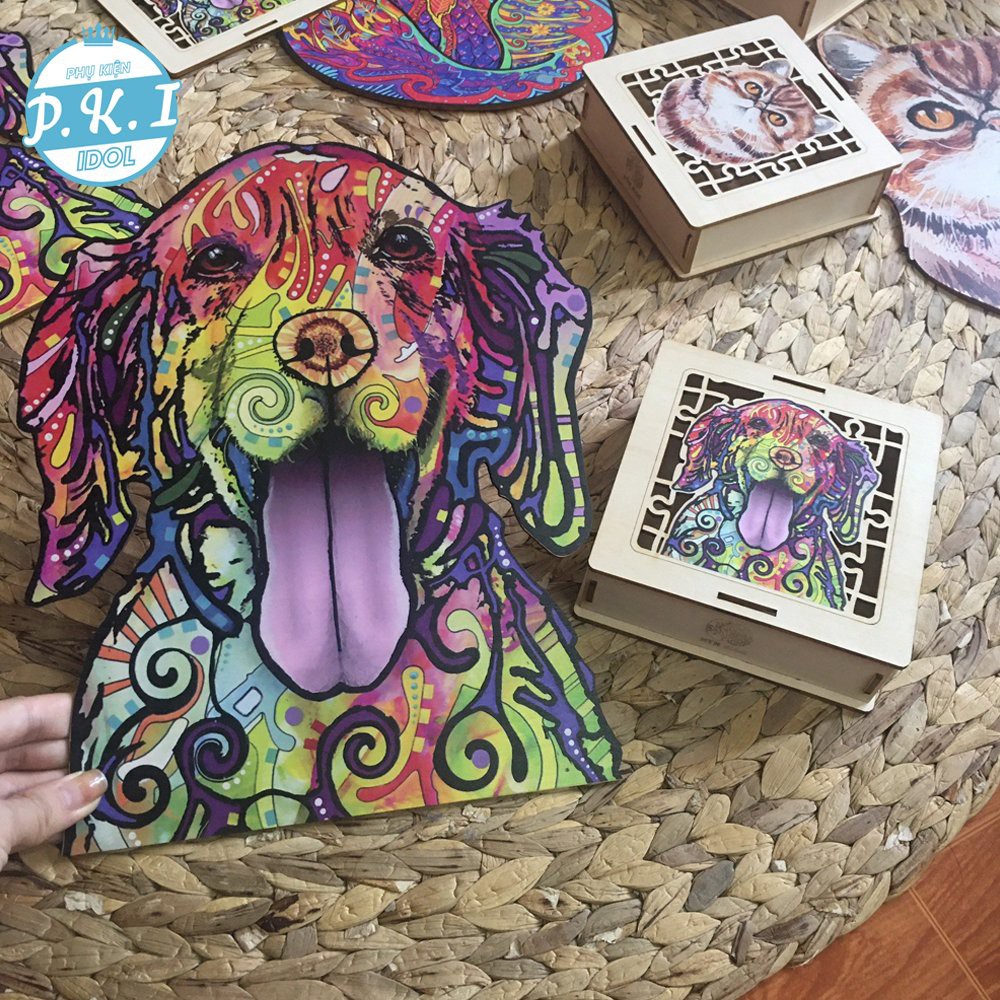 Tranh Ghép PUZZLE Cho Bé – Hình Con Chó Bảy Màu