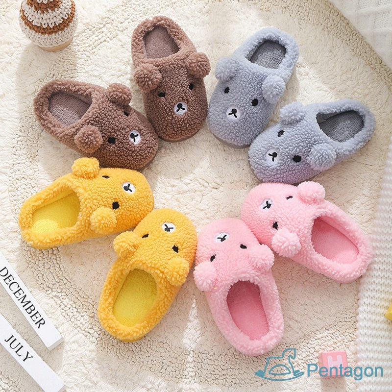 Dép Cotton Đi Trong Nhà Đế Mềm Chống Trượt Họa Tiết Hoạt Hình Dễ Thương Cho Bé