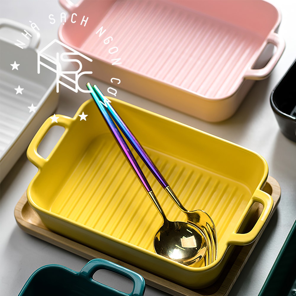 Đĩa nướng gốm có quai phong cách Bắc Âu SIYUE SY1436 (màu ngẫu nhiên)