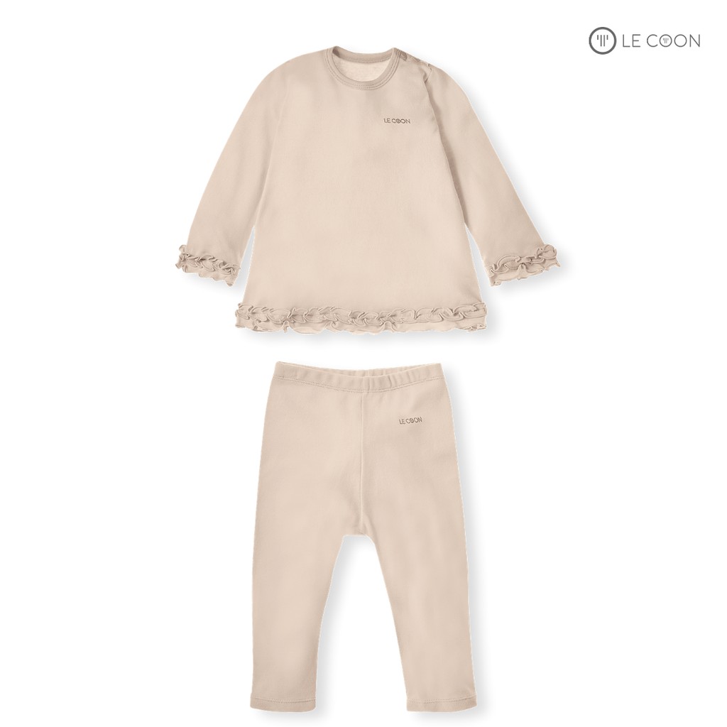 LE COON- Bộ quần áo bé gái lecoon dài  tay bèo LC0447