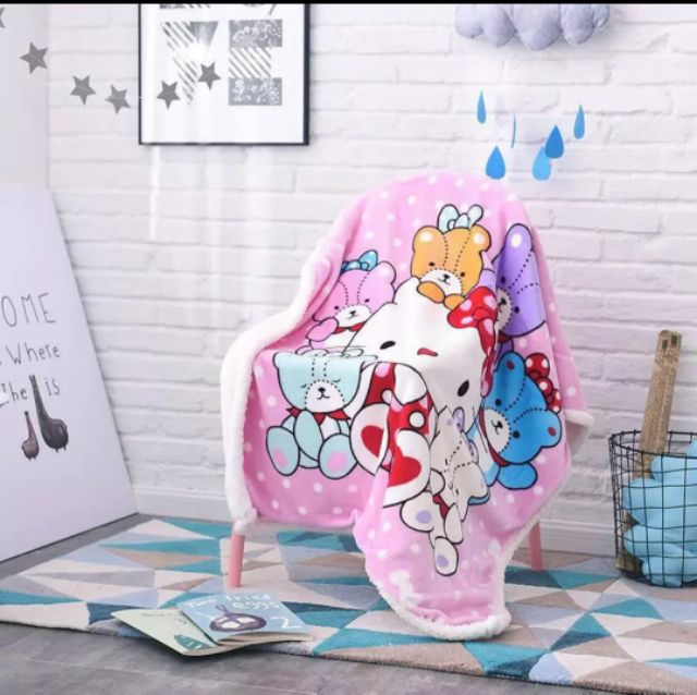 Chăn Lông Cừu 2 Lớp Loại Dày Dặn Cho Bé KT 1*1,4m