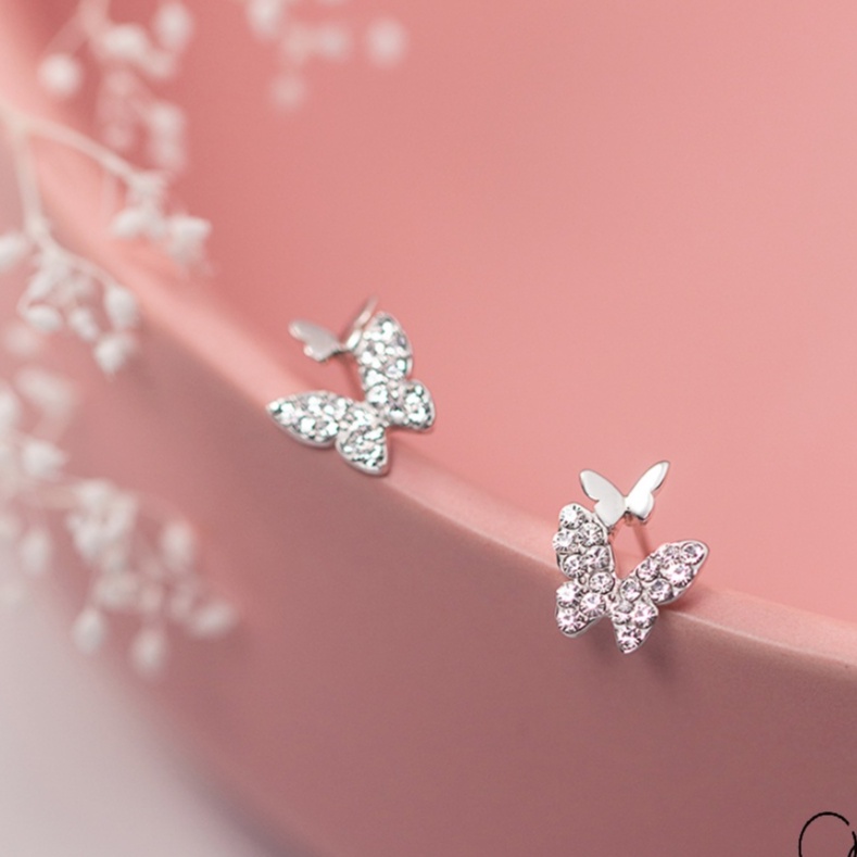 Khuyên tai, bông tai bạc nữ s925 cánh bướm Butterfly moonsilver