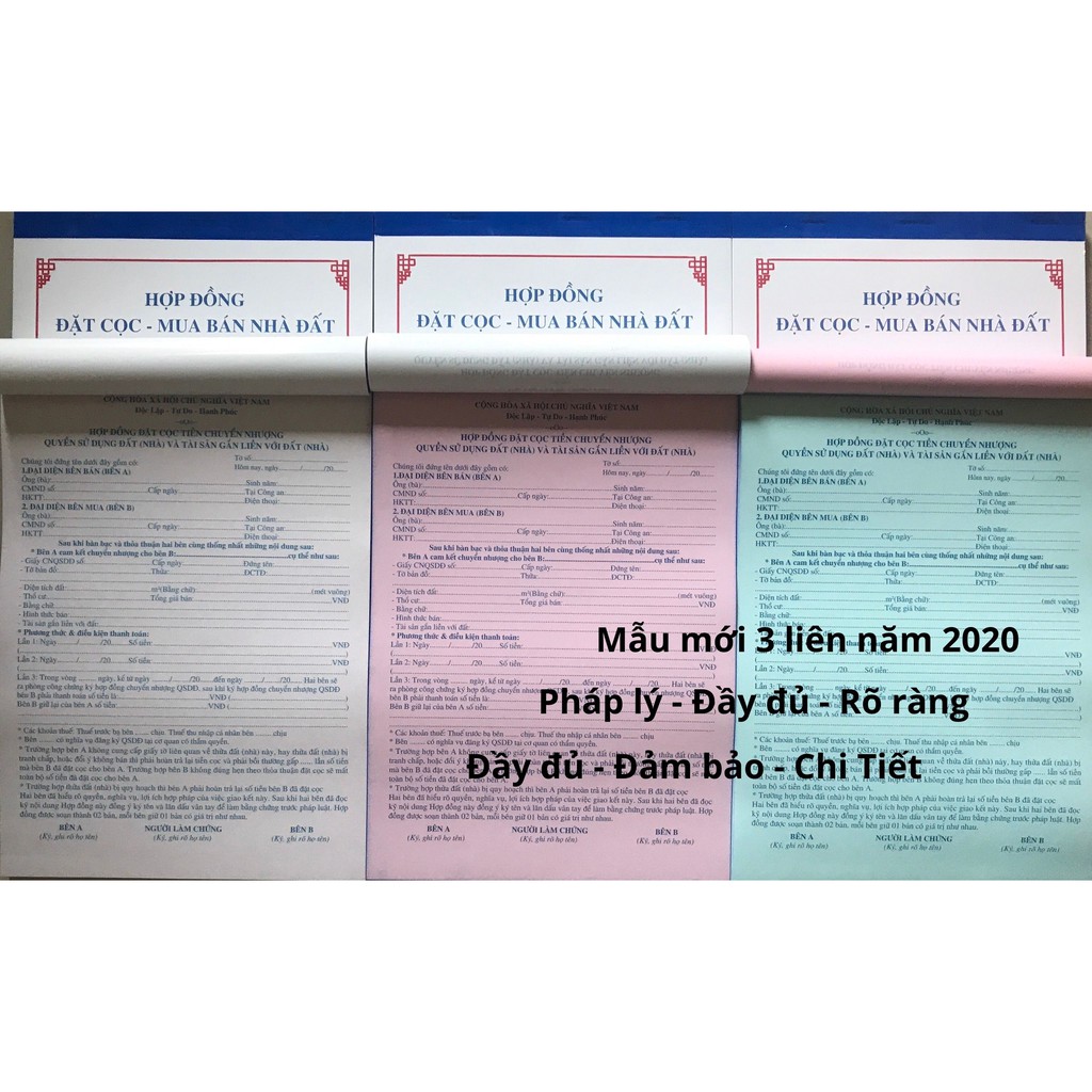 Sổ Đặt Cọc Nhà Đất 3 liên 50 bộ Hđ đặt cọc -Pháp Lý Rõ Ràng-Đầy Đủ-Chi Tiết