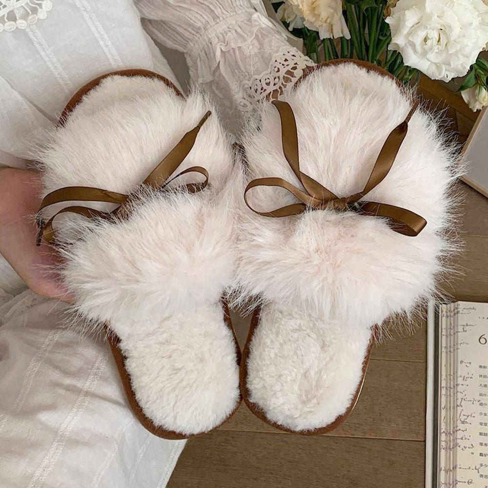 Dép Cotton Đi Trong Nhà Giữ Ấm Chống Lạnh Đính Nơ LAYOR1 Cho Nữ