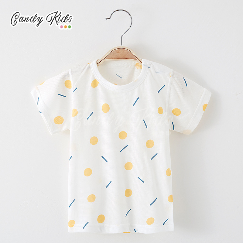 Áo Thun Tay Ngắn Cổ Tròn Chất Liệu Cotton Cho Bé 1-5 Tuổi