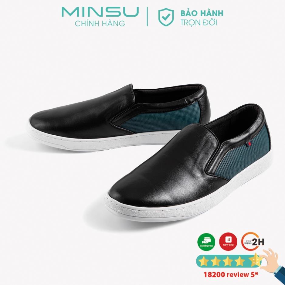 Giày Lười Da Bò Nguyên Tấm Nhập Khẩu Italy Cao Cấp Minsu M8001 Kiểu Dáng Slipon Hàn Quốc Lịch Lãm Nam Tính "