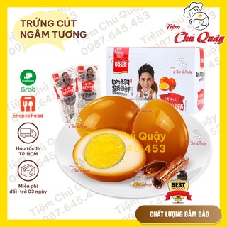 TRỨNG CÚT NGÂM TƯƠNG - Trứng cút muối xì dầu - Gói 3 quả - Đồ ăn vặt nội địa [Tiệm Chú Quậy]