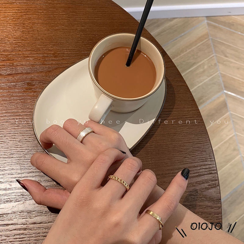Set 3 Nhẫn Kim Loại Đơn Giản Thời Trang Phong Cách Hàn Quốc Cho Nữ