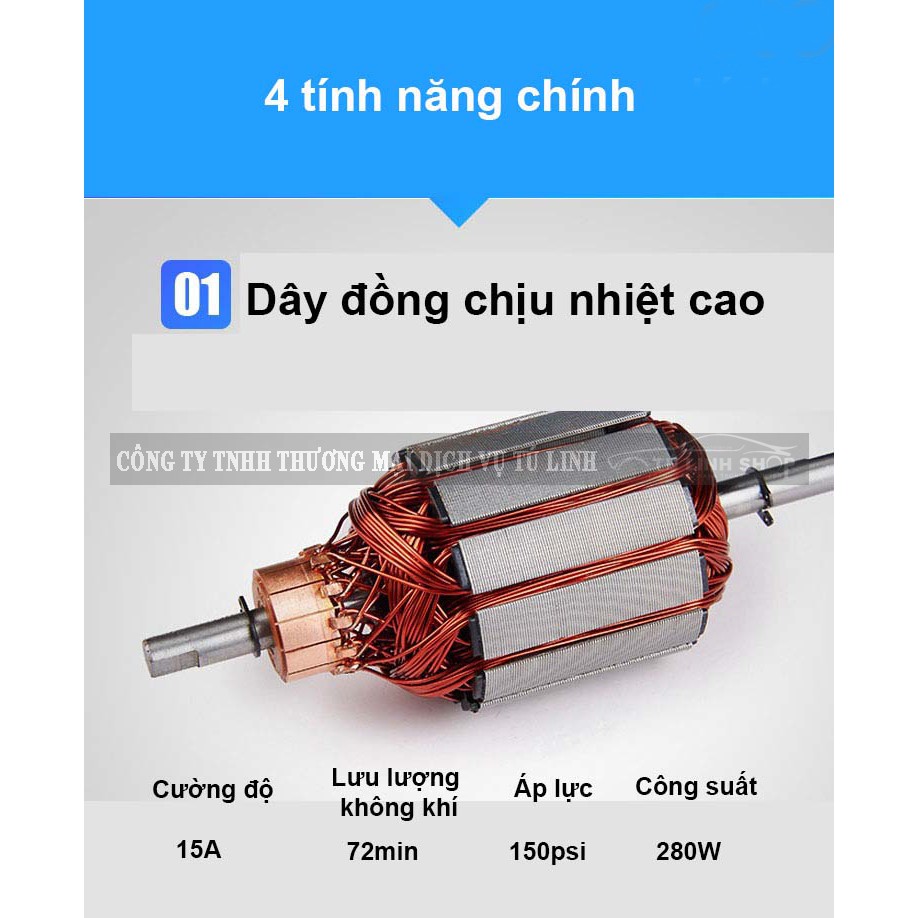 Bơm ô tô 2 xi lanh công suất lớn BH 6 Tháng- Đồng hồ điện tử tự ngắt