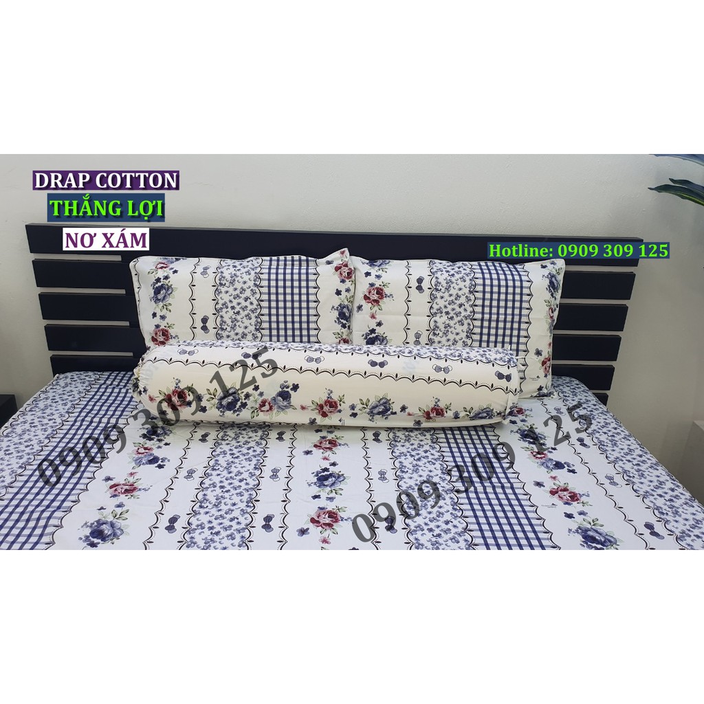 bộ drap(4 món) cotton 100% Thắng lợi chính hãng, nơ xám (ảnh thật) | BigBuy360 - bigbuy360.vn