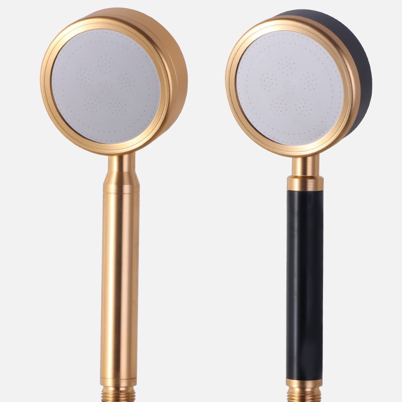 Tay sen, vòi sen siêu tắm tăng áp hợp kim nhôm màu đen vàng có hạt lọc kháng khuẩn - QM028