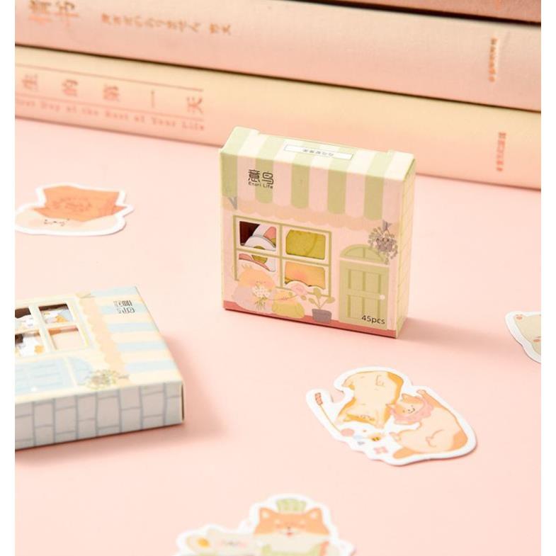 Bộ 45 Sticker Hàn Quốc hình Con Vật Tinh Nghịch dán trang trí E94