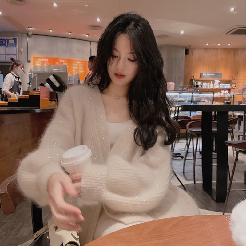 Áo Khoác Cardigan Dệt Kim Lụa Dáng Rộng Siêu Sáng Thoải Mái Thời Trang Thu Đông Cho Nữ 2022