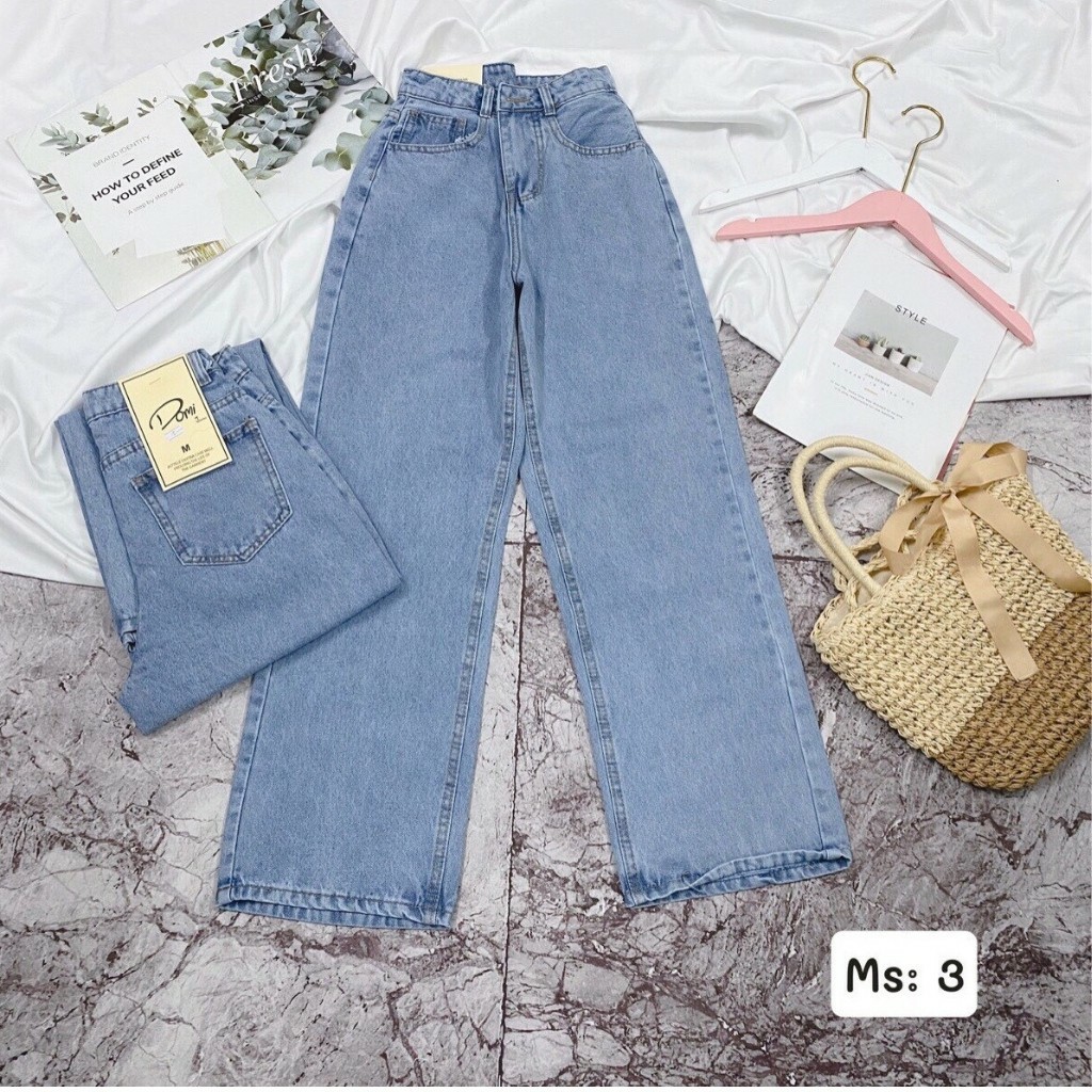 Quần Jean Nữ Ống Rộng Dáng Suông Phong Cách Ulzzang Hàn Quốc 420