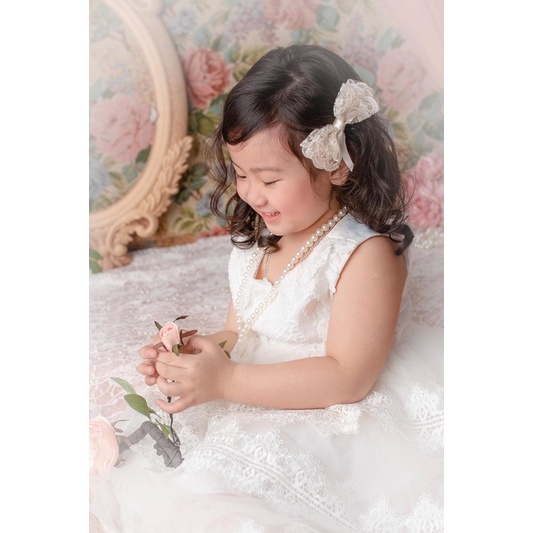 Sét hai kẹp tóc nơ ren Hàn Quốc handmade  bản to cho bé