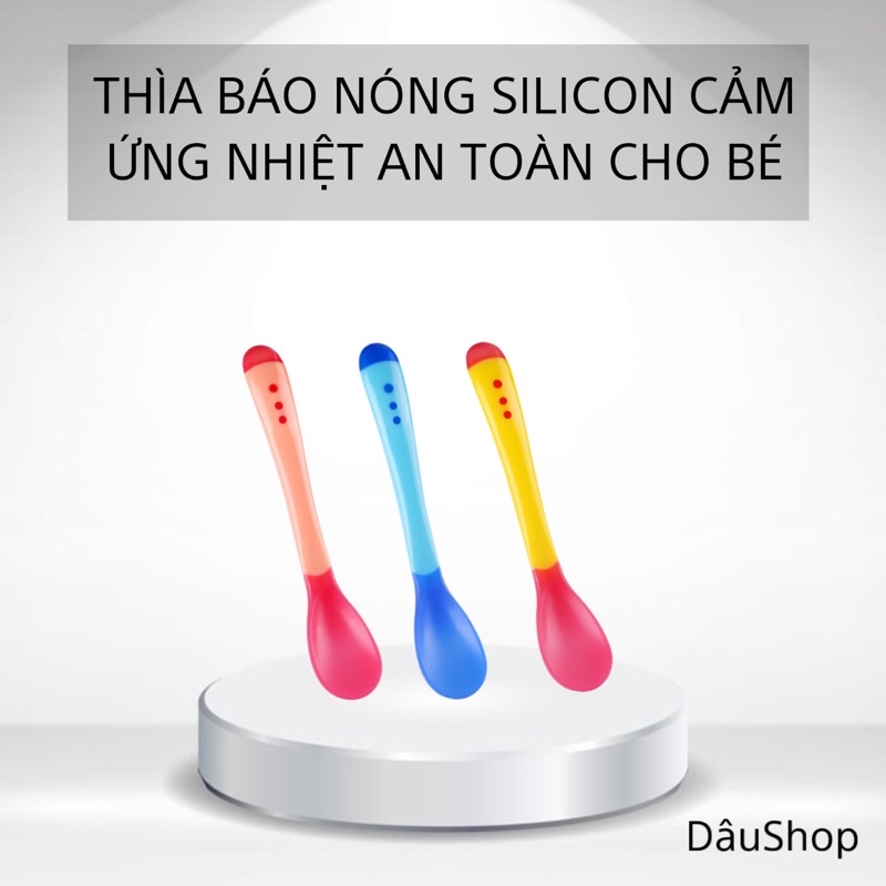 Thìa Báo Nóng Silicon Cảm Ứng Nhiệt An Toàn Cho Bé Ăn Dặm Tự Chỉ Huy