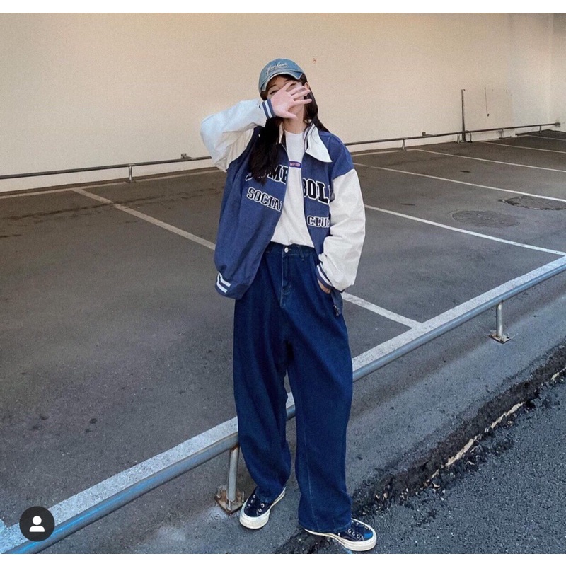 Áo Khoác Bomber Nhung Phối Tay Form Rộng Unisex Nam Nữ