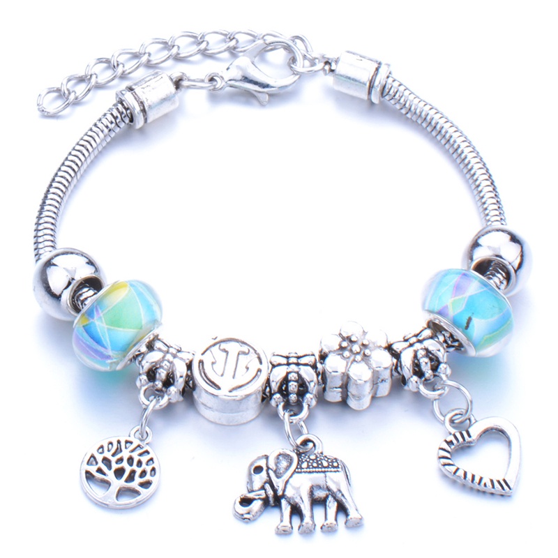 Vòng Tay Hạt Kim Cương Tráng Men Hình Bướm Lỗ Lớn Điều Chỉnh Được Thời Trang Làm