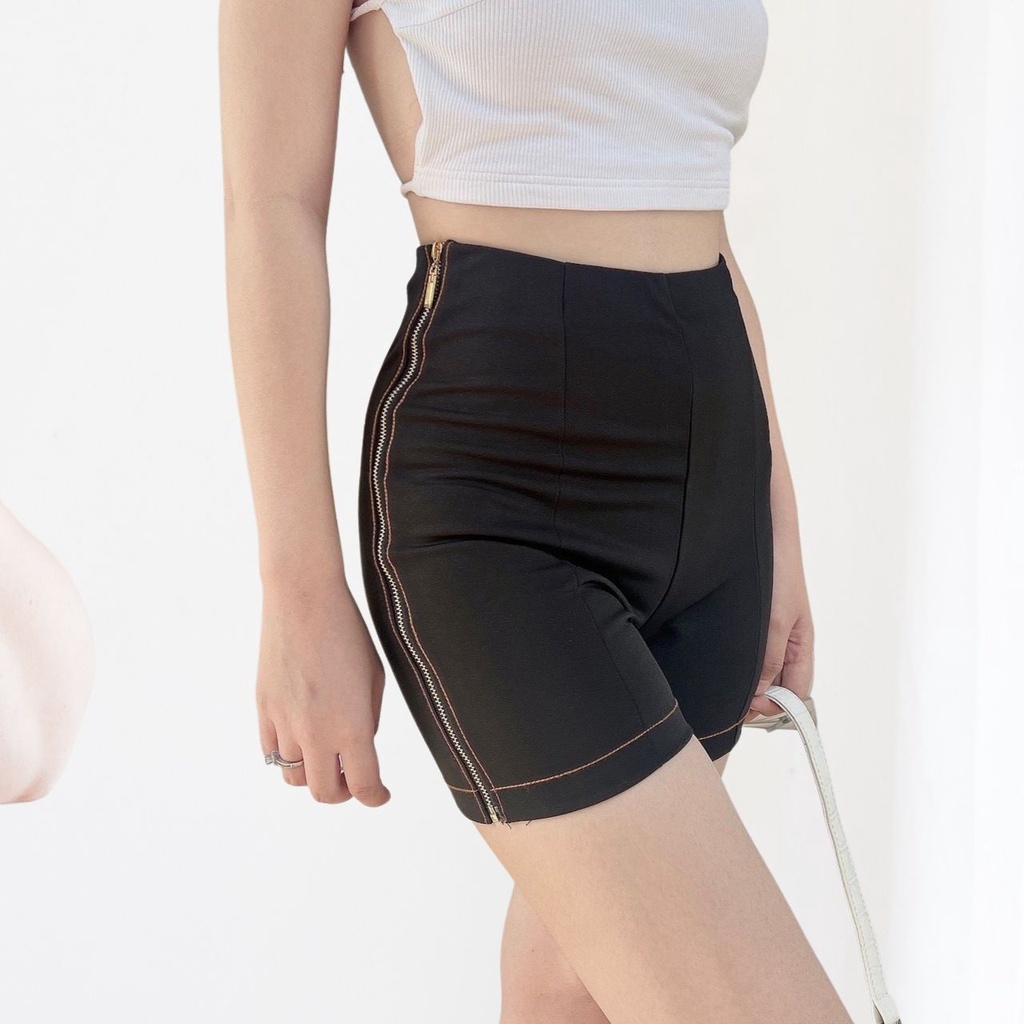 Quần short nữ, quần đùi nữ lưng cao khóa kéo 2 bên hông ôm body tôn dáng cực xinh (dây kéo đông)