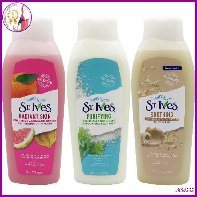 [Chính Hãng ] Sữa Tắm St.Ives Tẩy Tế Bào Chết Chanh Hồng & Quýt, Bơ Yến Mạch, Muối Biển,, Hoa Hồng & Lô Hội 650
